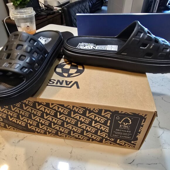VANS Slide On VR3CUSH VN000BCCBLK Black Mens 10 Womens 11 Slipper SLIDE NEW - Picture 3 of 9